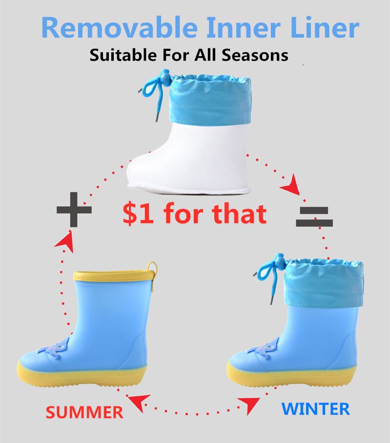 KushyShoo Classic Children's Shoes PVC Rubber Kids Baby Cartoon Shoes Water Shoes Waterproof Rain Boots Toddler Girl Rainboots