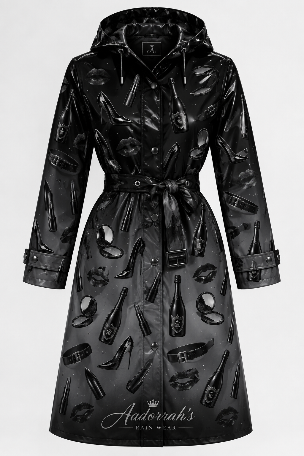 All Black Ombré Glam Raincoat - Ghost Mannequin