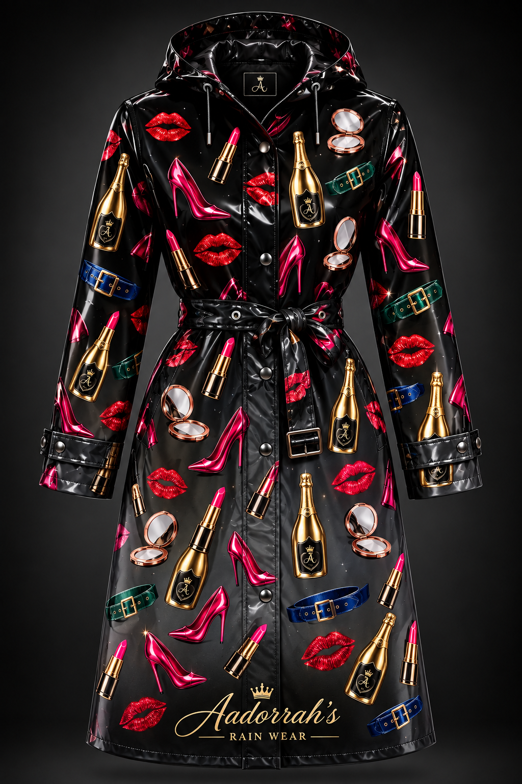 Black Ombré Colorful Glam Raincoat - Ghost Mannequin