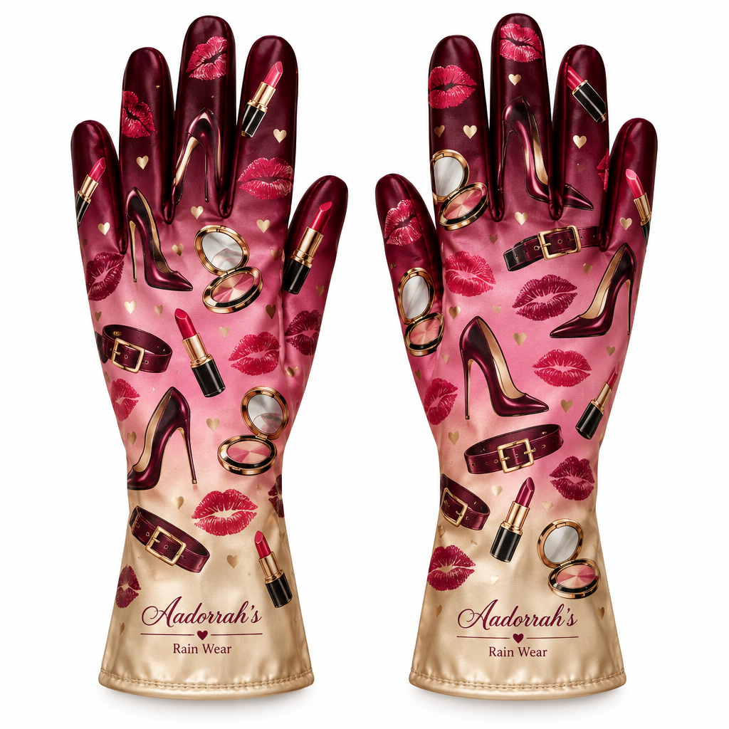 Burgundy Rose Gold Ombré Gloves