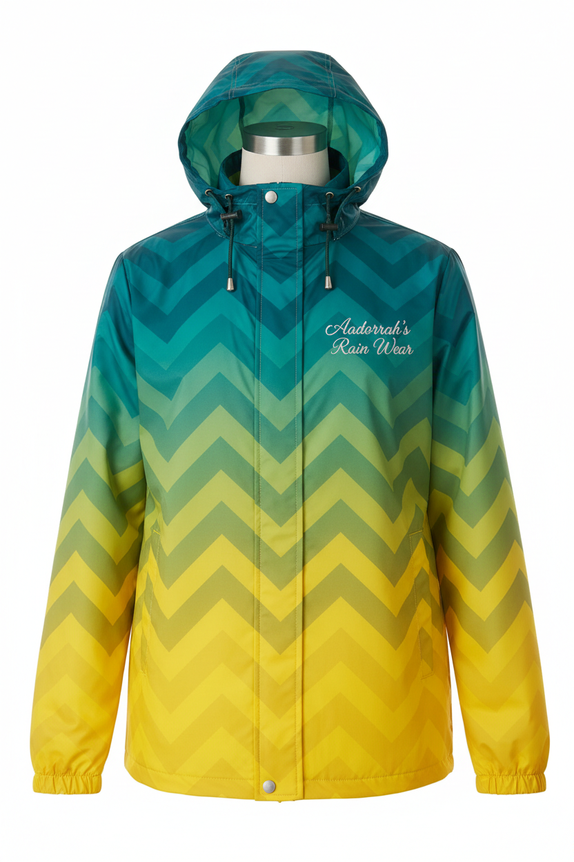 Chevron Windbreaker – Teal & Yellow