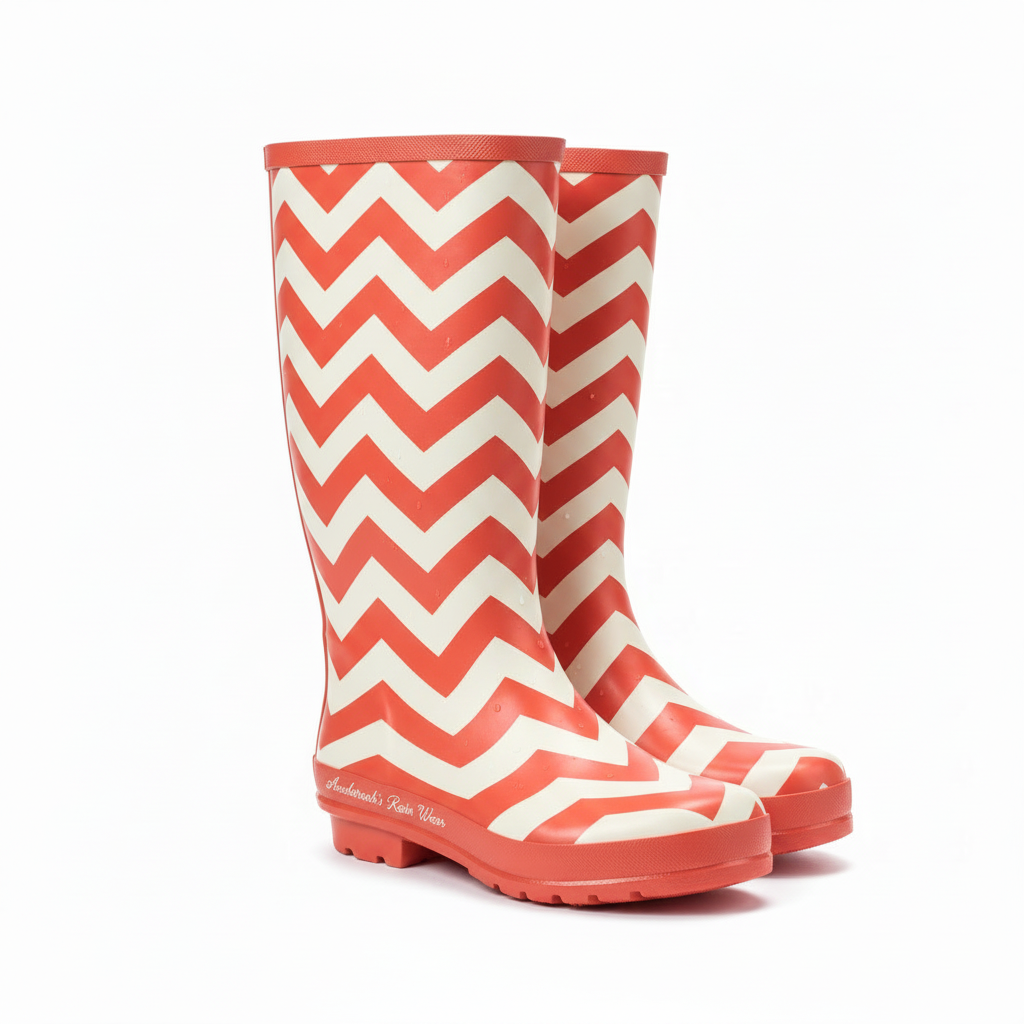 Coral Chevron Rain Boots