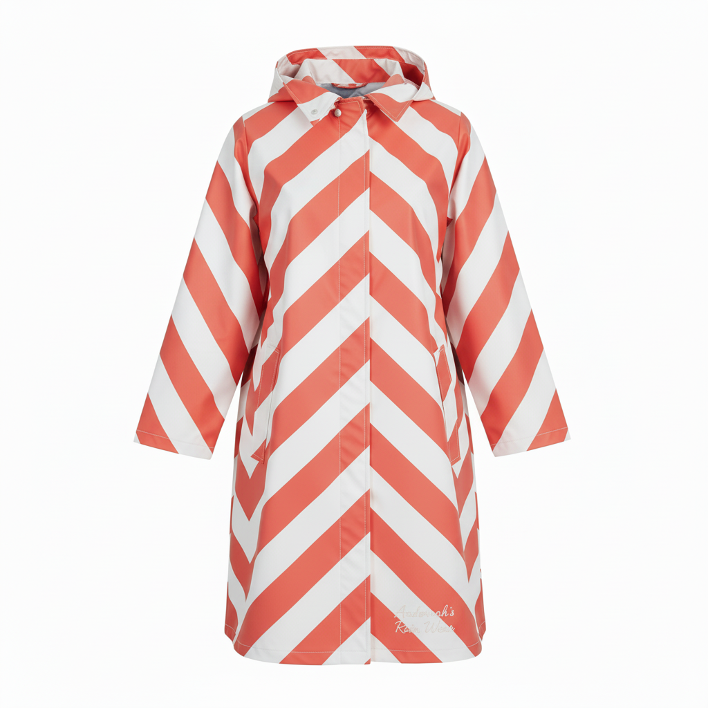 Coral Chevron Rain Coat