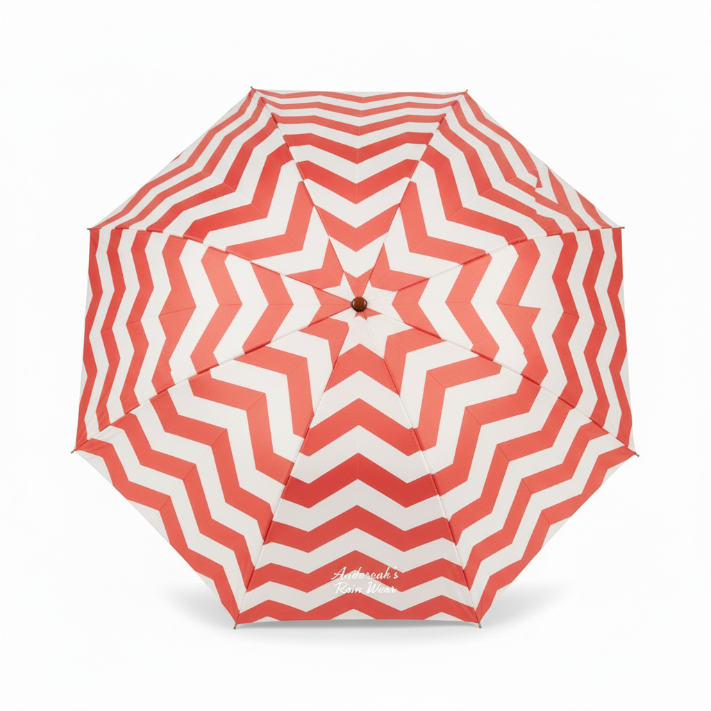 Coral Chevron Umbrella