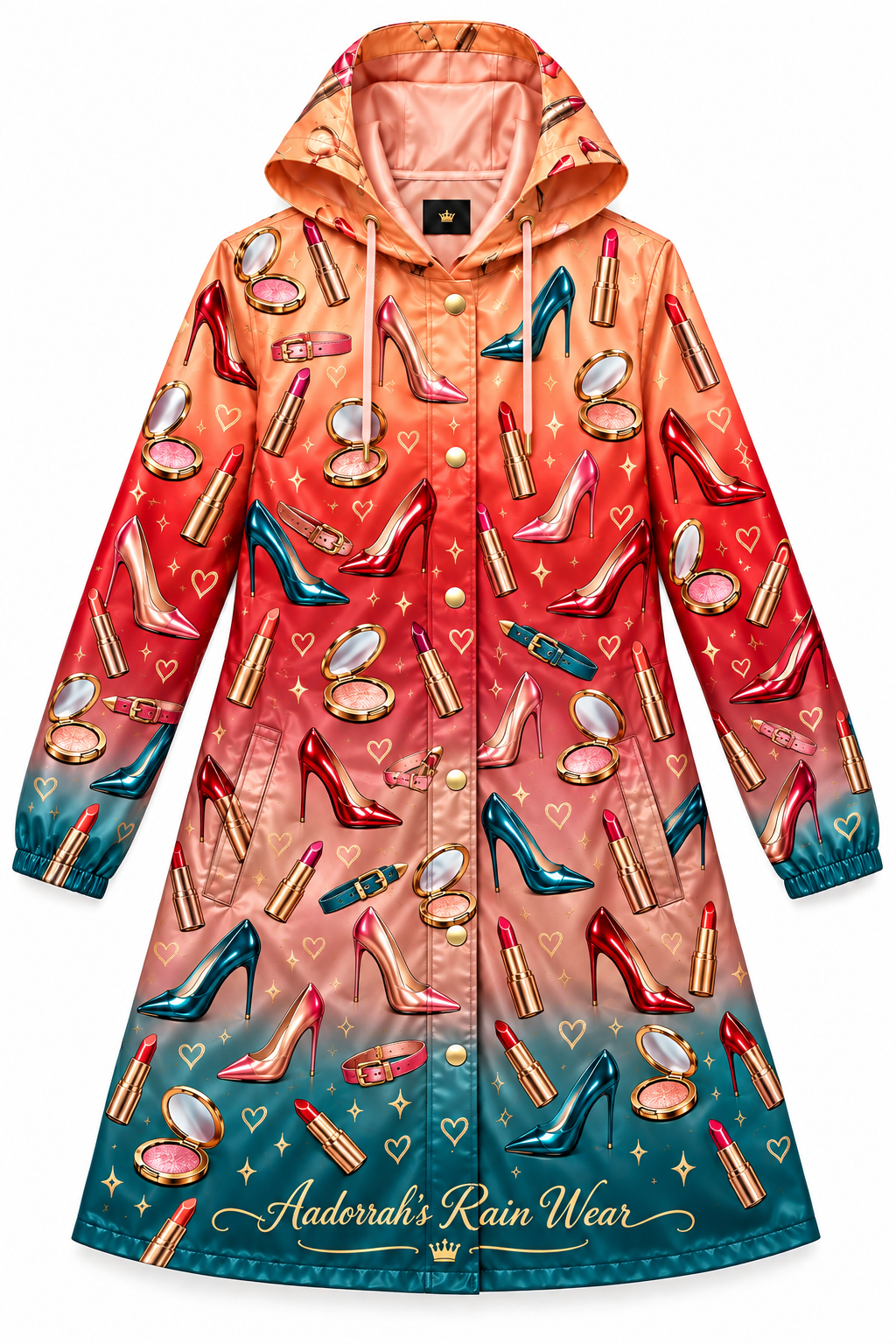 Glam Ombré Raincoat with Belt - Flat Lay