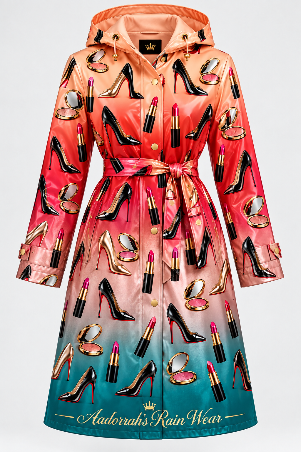 Glam Ombré Raincoat with Makeup Compact - Ghost Mannequin