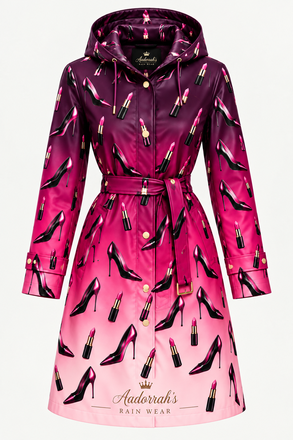 High Heels & Lipstick Ombré Coat - Logo Bottom Ghost Mannequin
