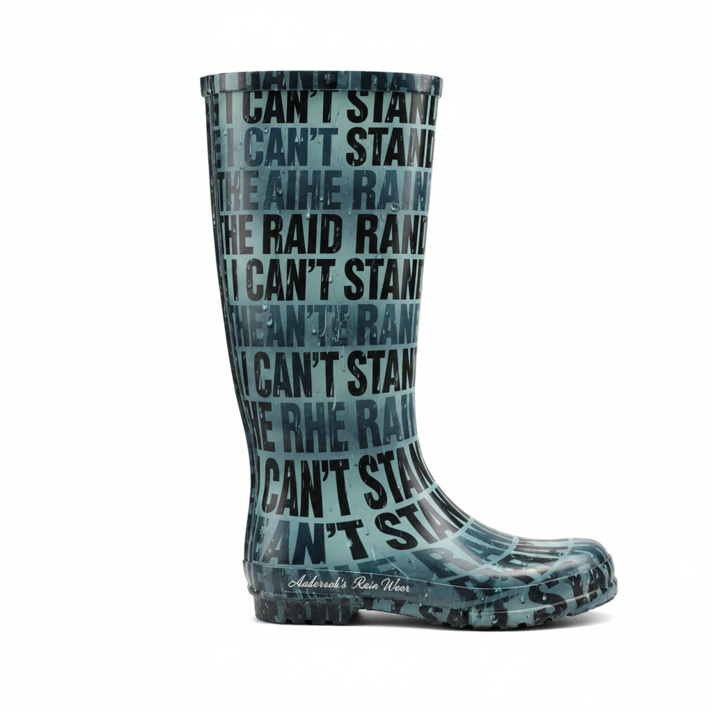 I Can't Stand the Rain All-Over Text Boots