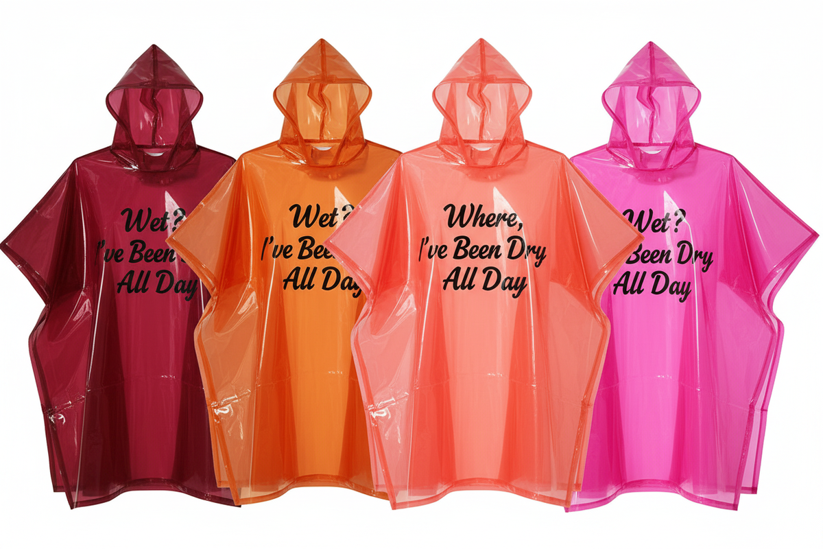 Wet Where Poncho - burgundy orange coral hot pink