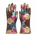 Rose Collection Gloves - Rose Print with gold trim