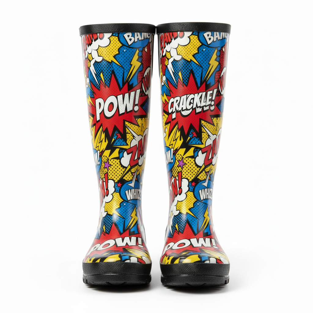 Comic Book Rain Boots Snap Crackle Pop