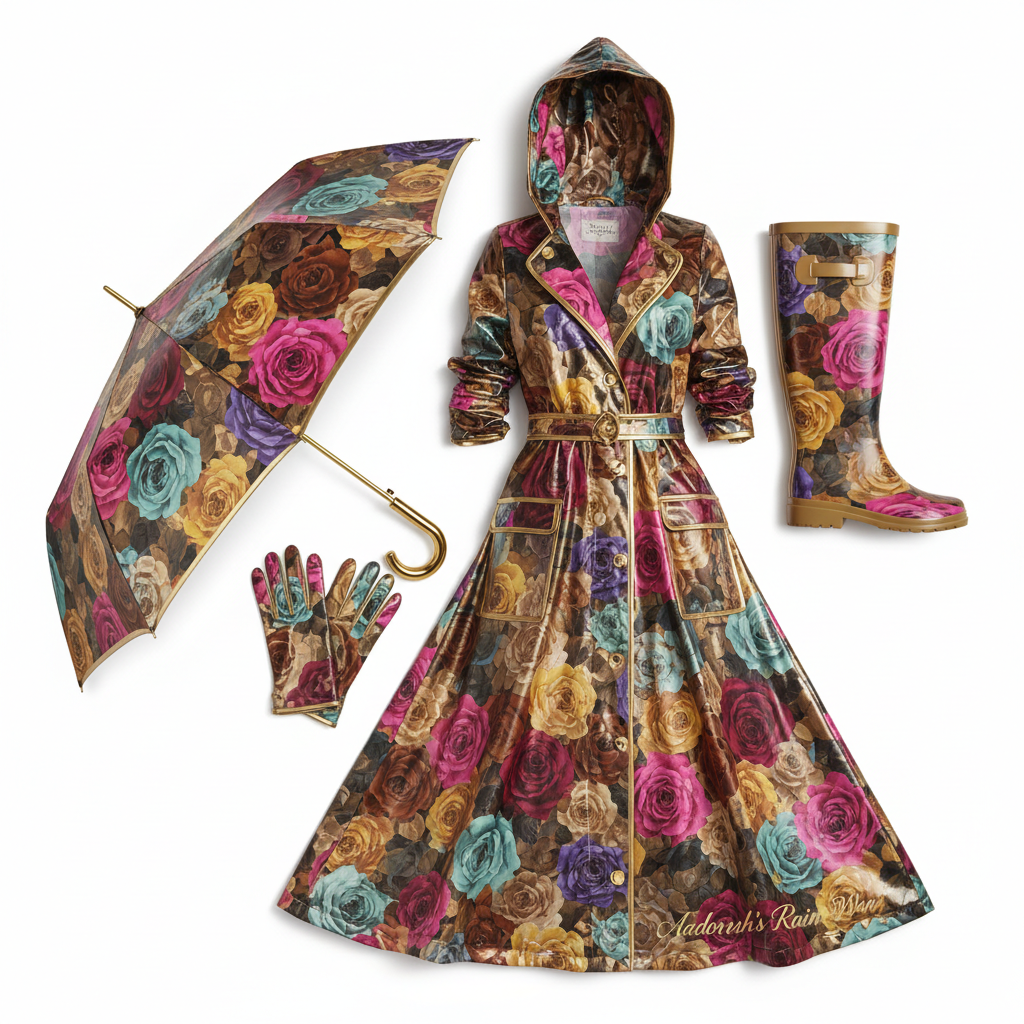 Rose Collection Set - Rose Print with gold trim