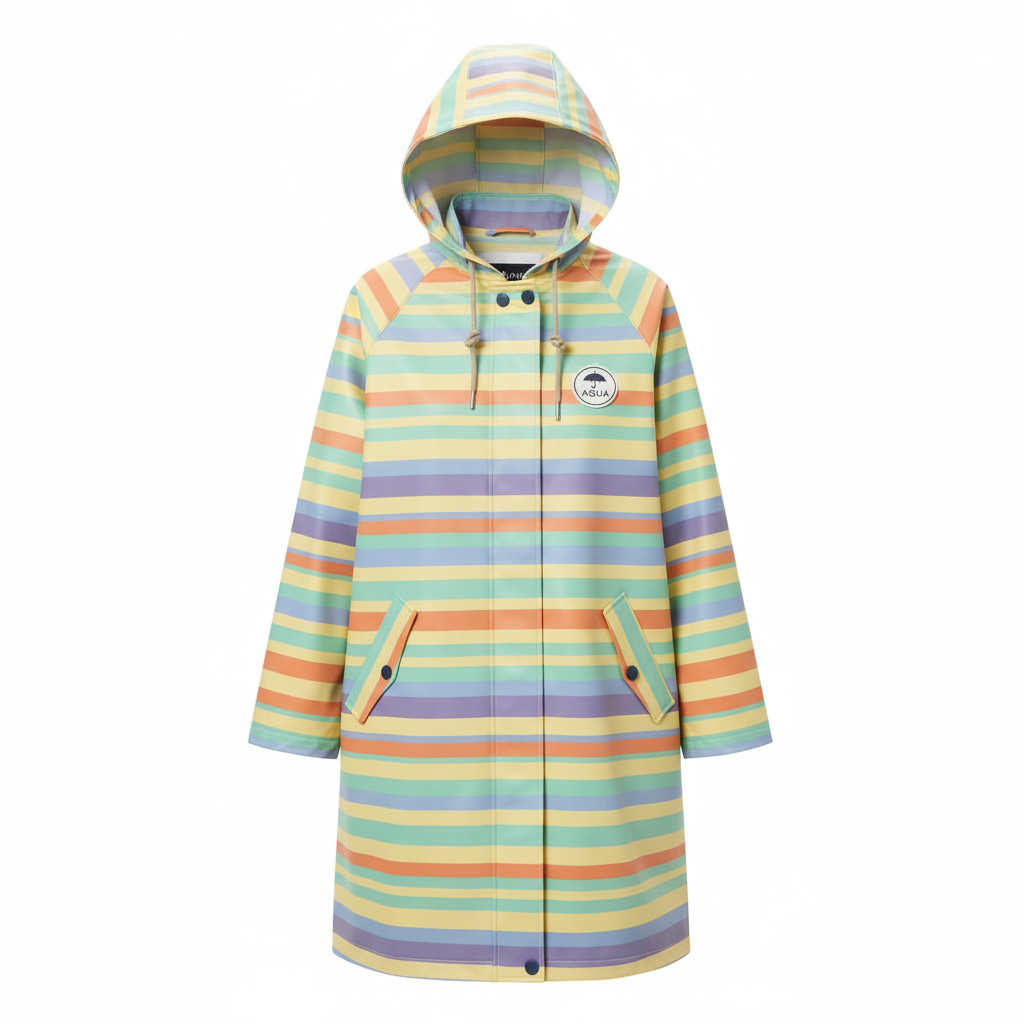 Pastel Yellow Stripes Rain Coat