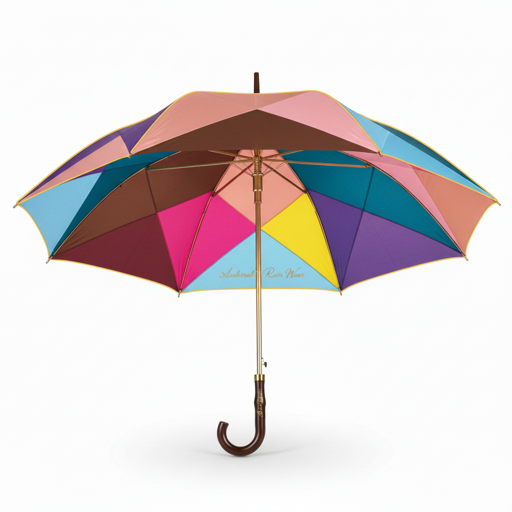 Rose Collection Umbrella - Multi-Color with gold trim