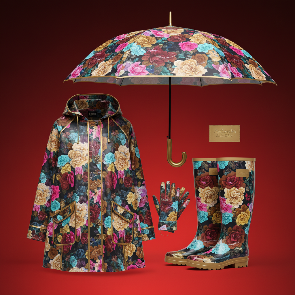 Rose Collection Set - Roses on a Rainy Day with gold trim
