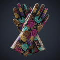 Rose Collection Gloves - Dark Background with gold trim