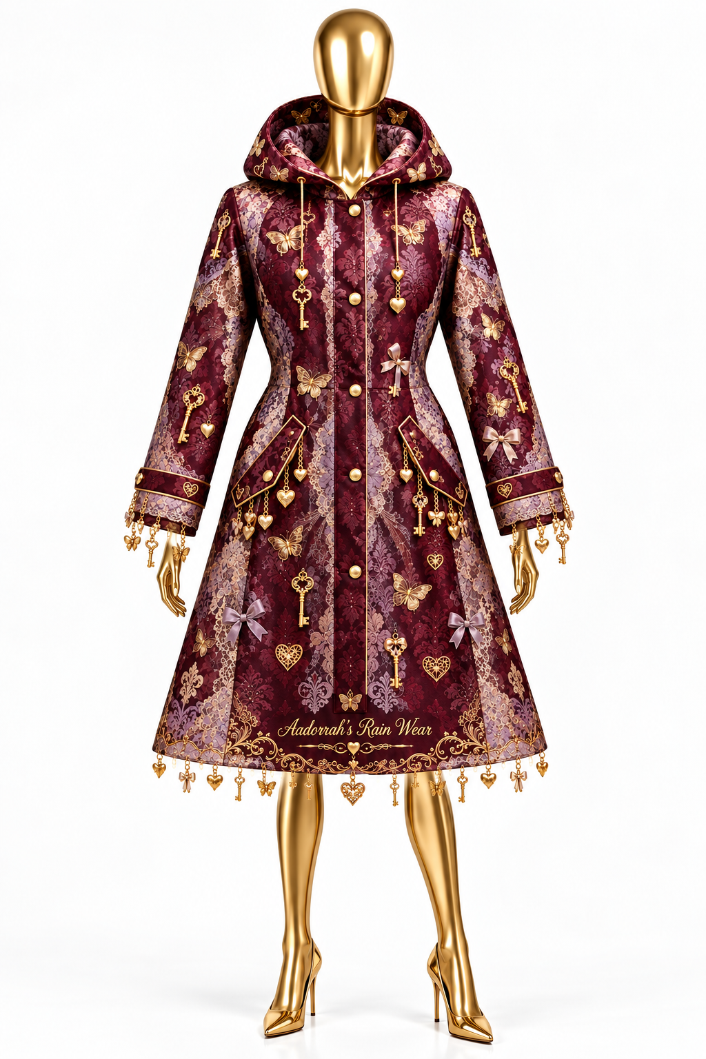 Lucky Charm Rain Coat - Gold Mannequin