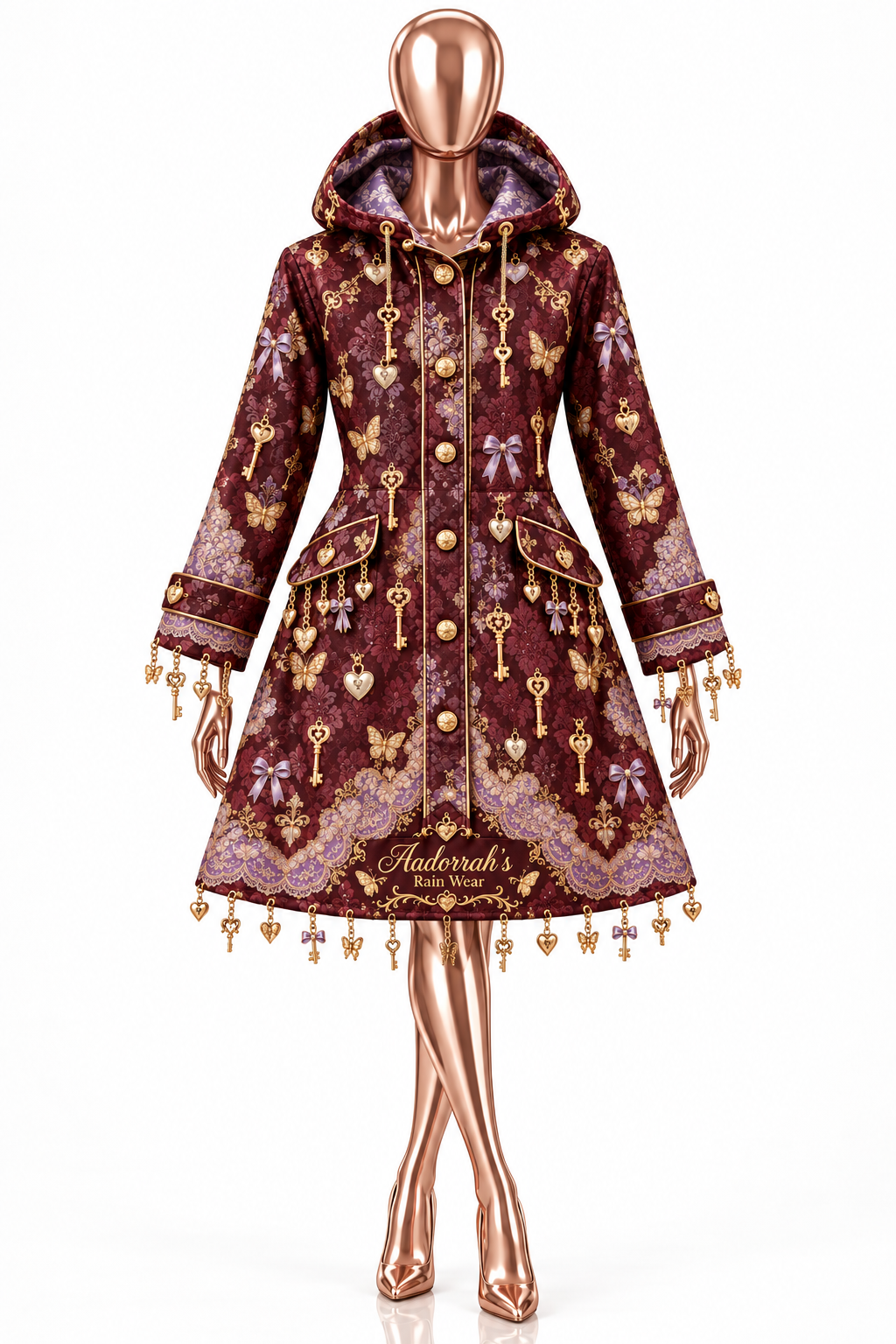 Lucky Charm Rain Coat - Rose Gold Mannequin