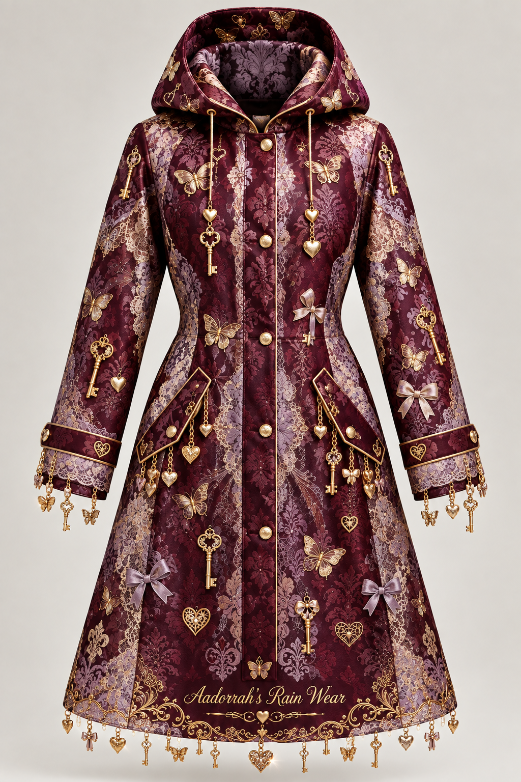 Lucky Charm Rain Coat with Dangling Charms - Ghost Mannequin