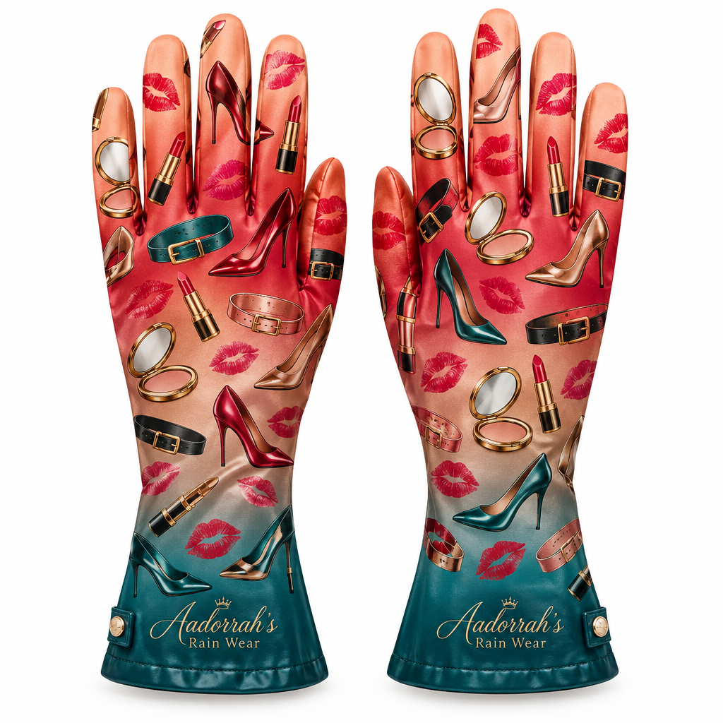 Peach Red Rose Gold Teal Ombré Gloves