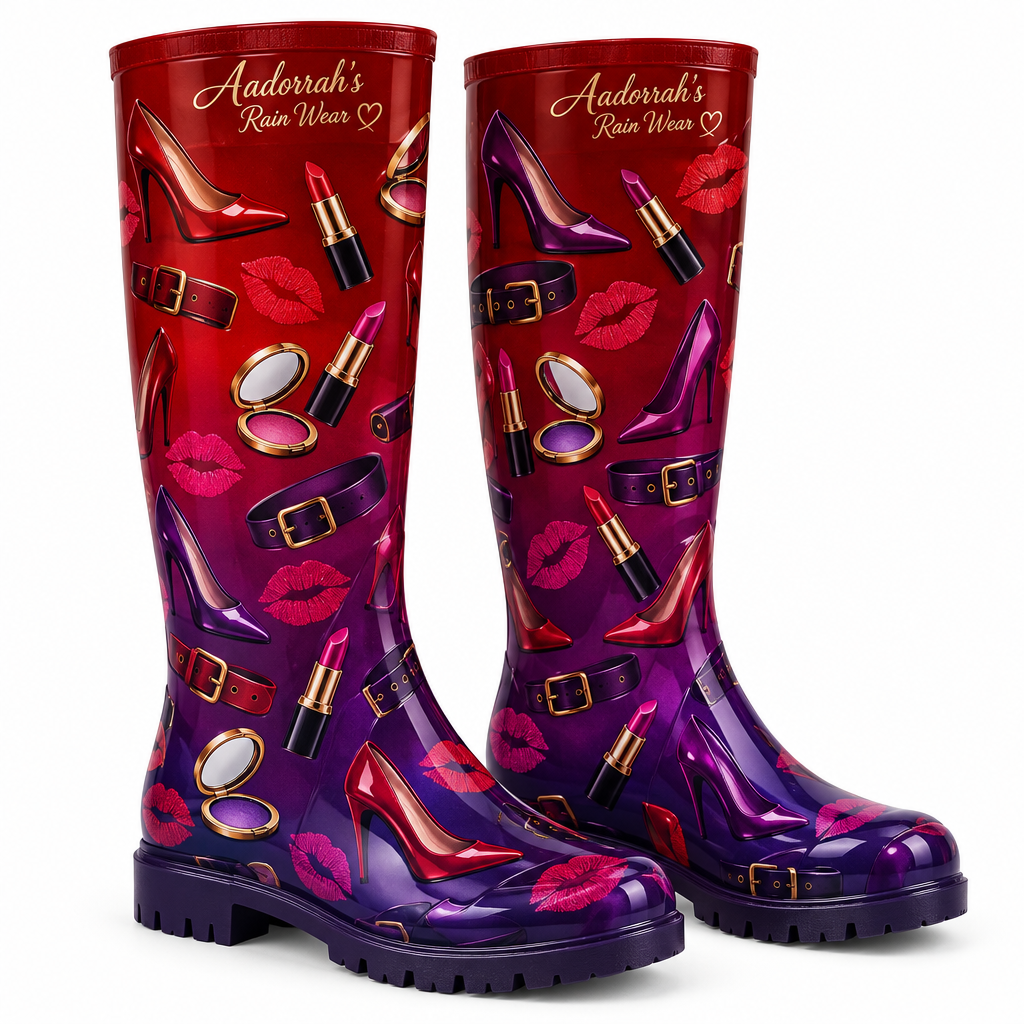 Red & Purple Ombré Rain Boots