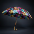 Rose Collection Umbrella - Dark Background Gold Trim