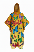 Still Dry Butterflies Graphic Poncho - Ombré Yellow
