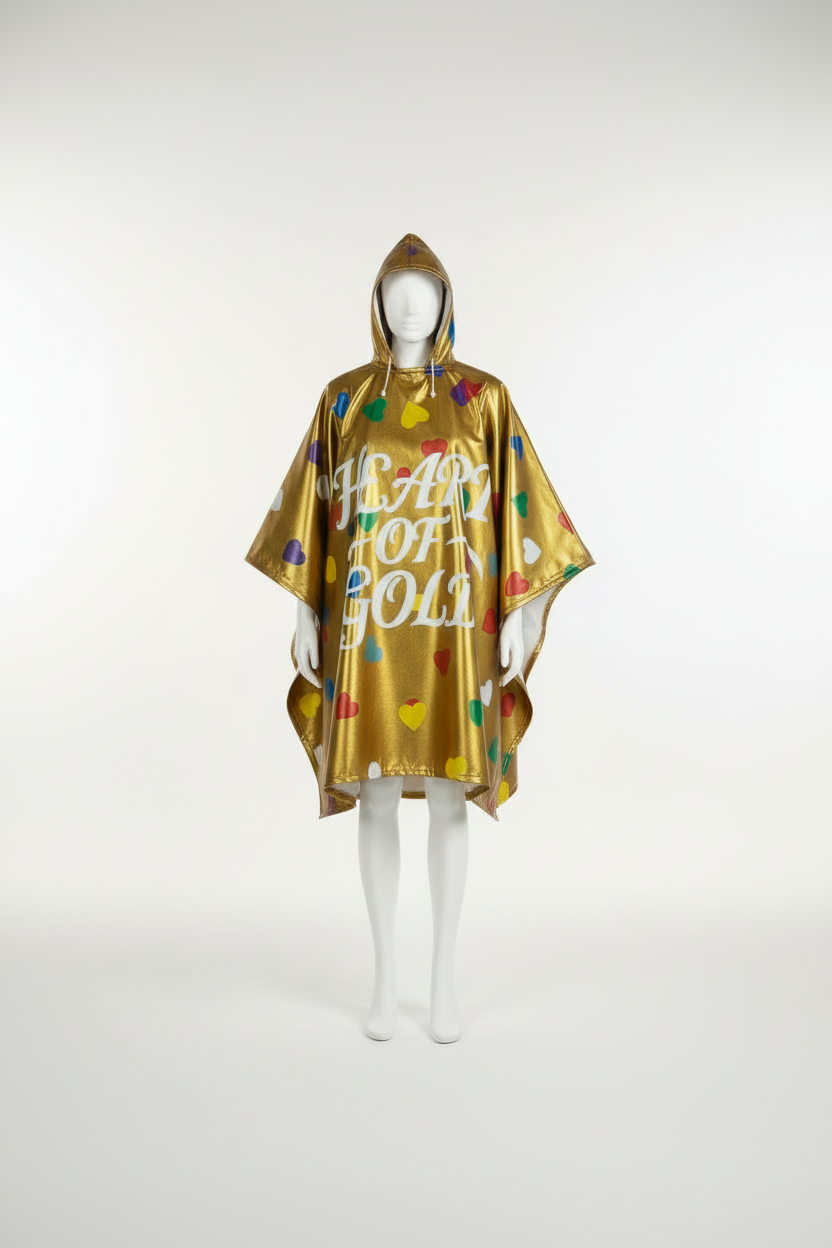 Still Dry Hearts Graphic Poncho - Front View